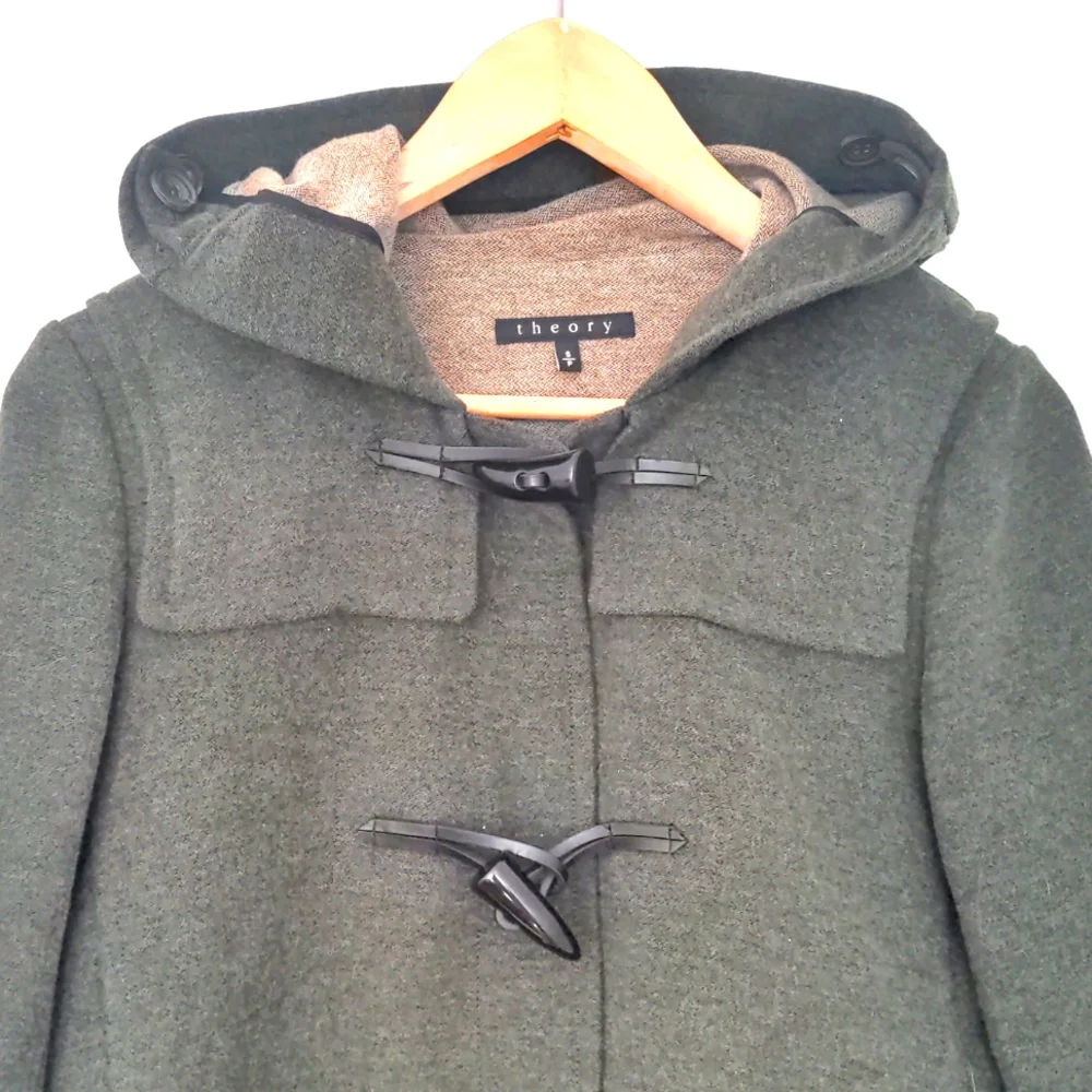 Theory moss green wool toggle coat s - Picture 5 of 8